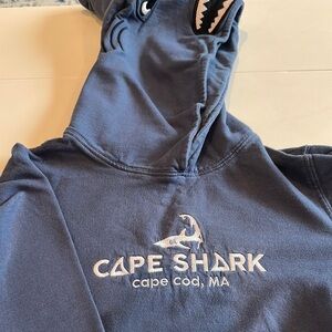 Blue Cape Shark Pullover Hoodie with Textured Fabric